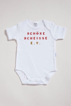 Schöne Scheisse - Strampler aus weisser Biobaumwolle von Elternhaus